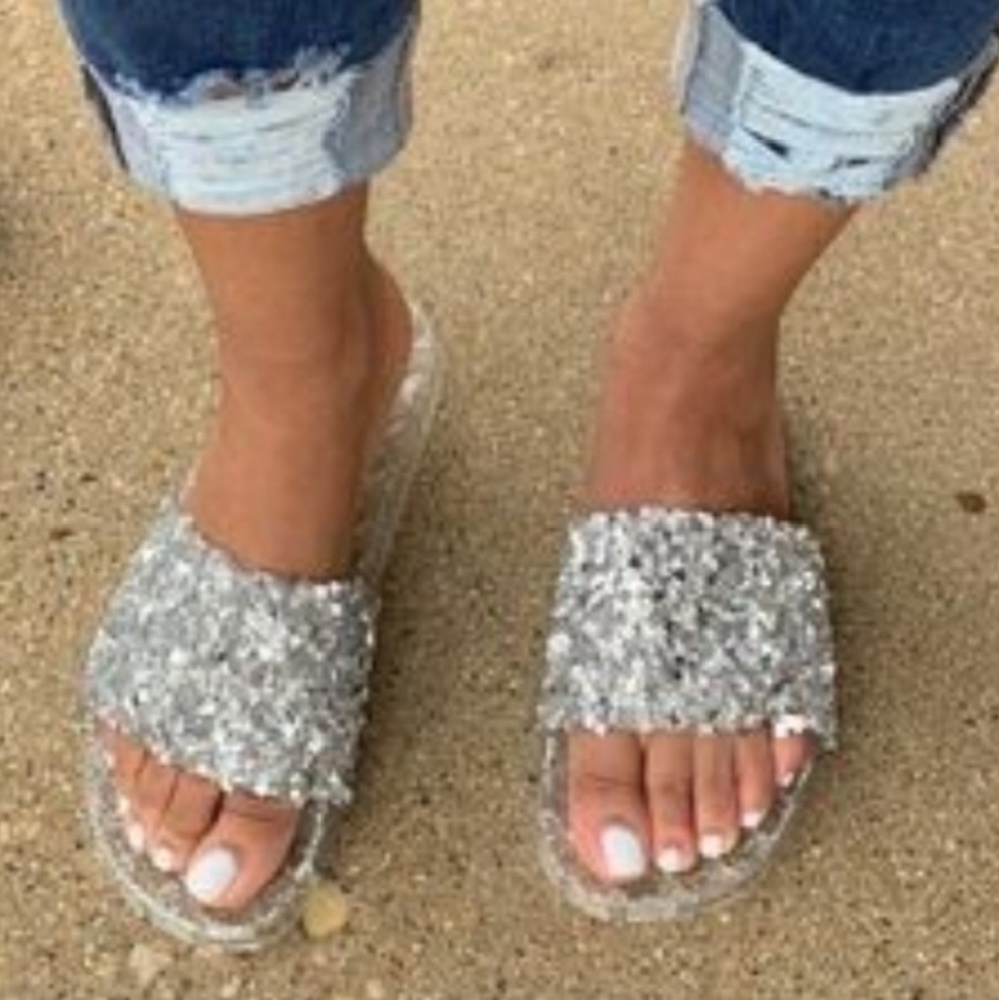 Silver Blinged Out Slides - Picture 3 of 3